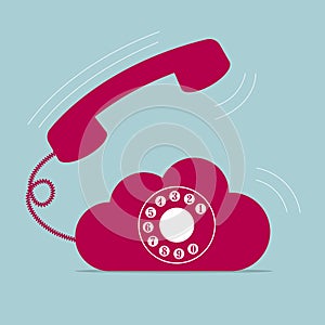 Cloud computing, retro phone.